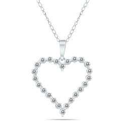 szul.com 1/4 CTW Diamond Heart Pendant in 14K White Gold