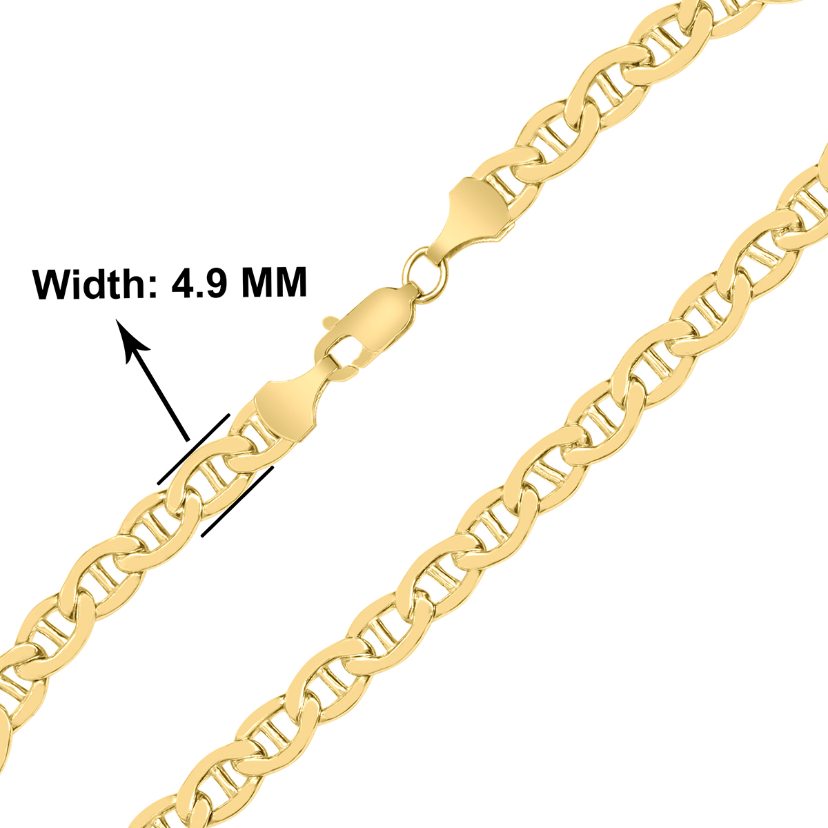 szul.com 14K Yellow Gold Filled 4.9MM Mariner Link Chain Bracelet with Lobster Clasp