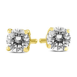 szul.com 3/4 Carat TW Round Diamond Solitaire Stud Earrings In 14k Yellow Gold