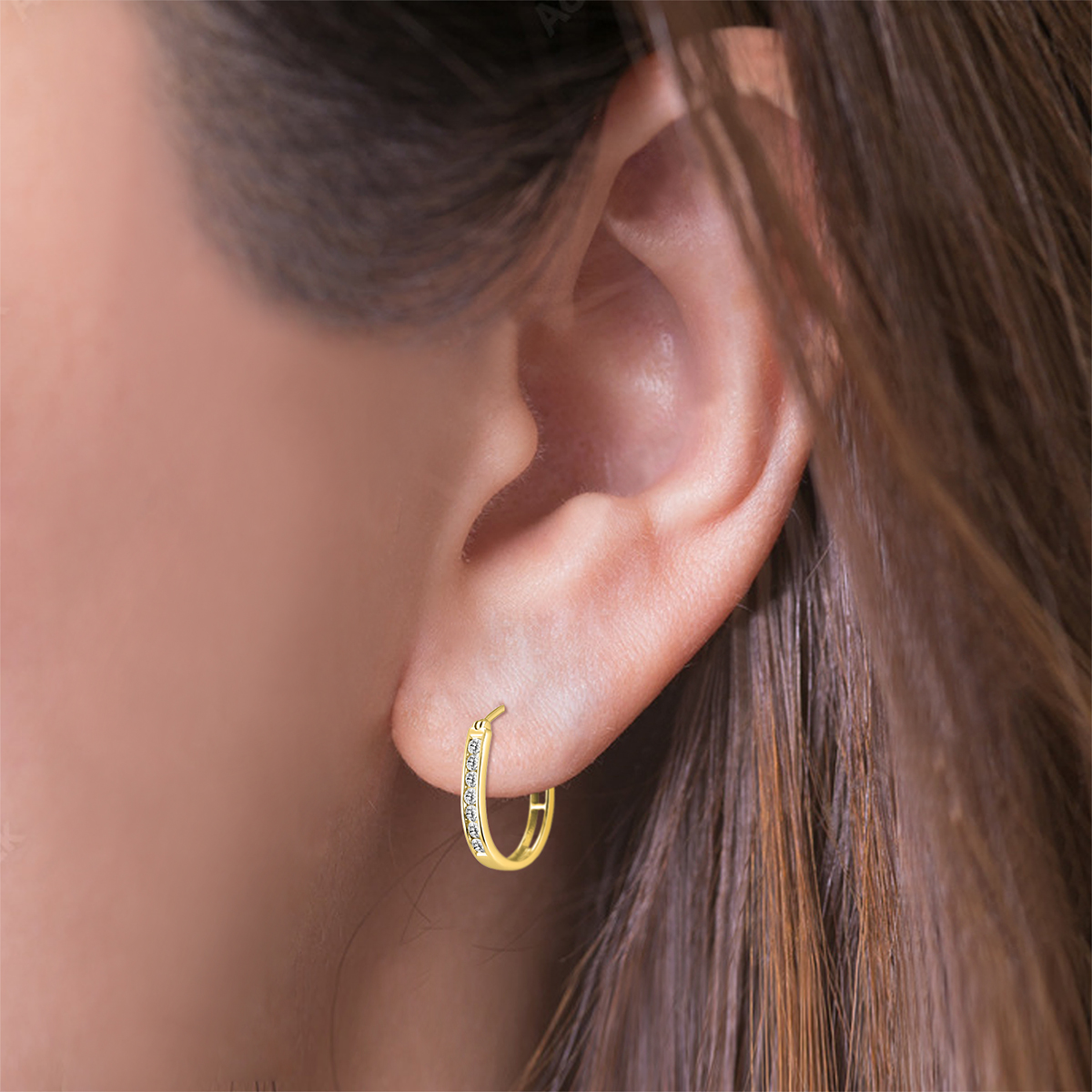 szul.com 1/2 Carat TW Diamond Hoop Earrings in 10k Yellow Gold