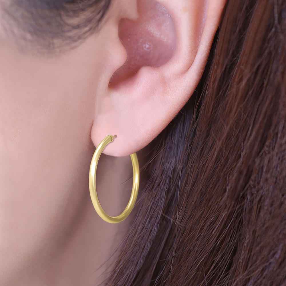 szul.com 40MM 14K Yellow Gold Filled Endless Hoop Earrings (3mm Gauge)