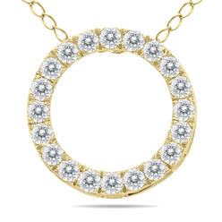 szul.com 1/4 Carat TW Diamond Circle Pendant in 10K Yellow Gold