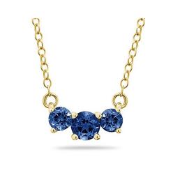 szul.com 1 Carat TW Sapphire Three Stone Pendant Necklace 14K Yellow Gold