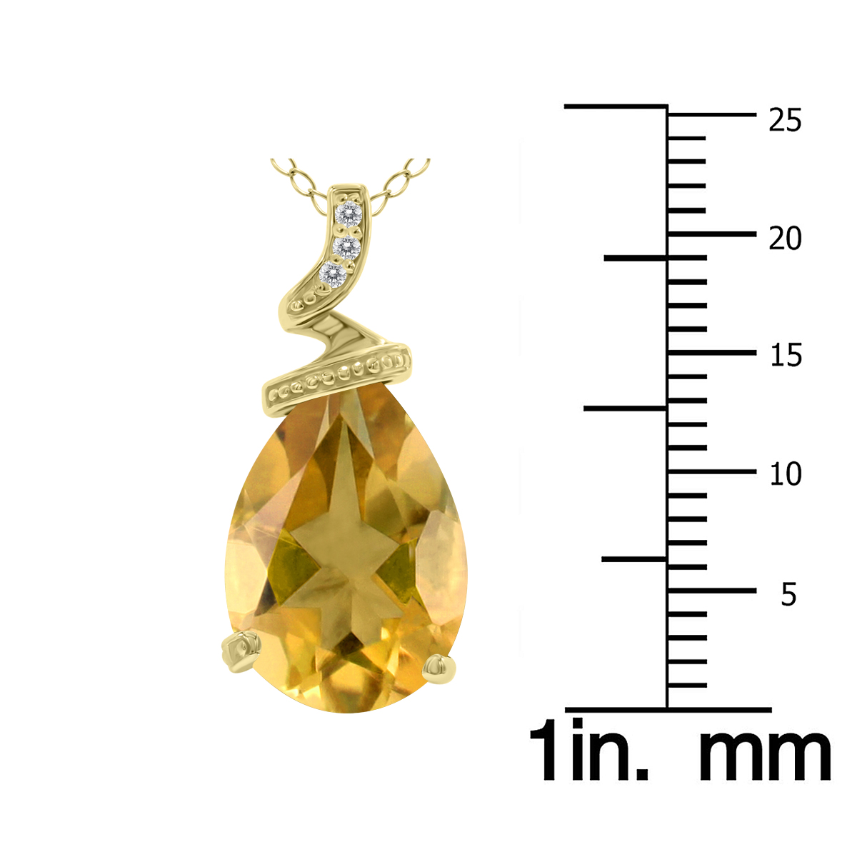 szul.com 5 Carat Pear Shaped Citrine & Diamond Pendant in 10K Yellow Gold