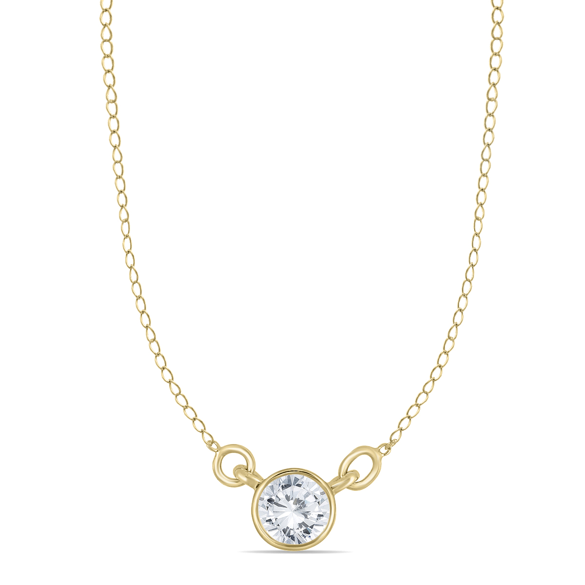 szul.com 1/2 Carat TW Natural Diamond Bezel Necklace in 14K Yellow Gold