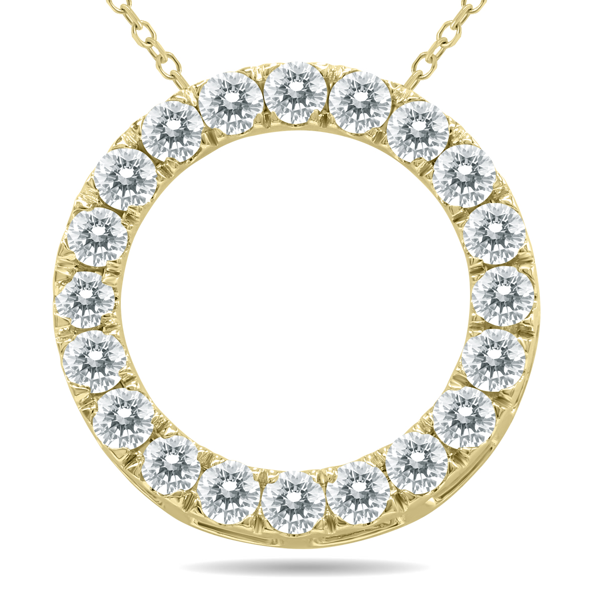 szul.com 2 Carat TW Diamond Circle Pendant in 10K Yellow Gold