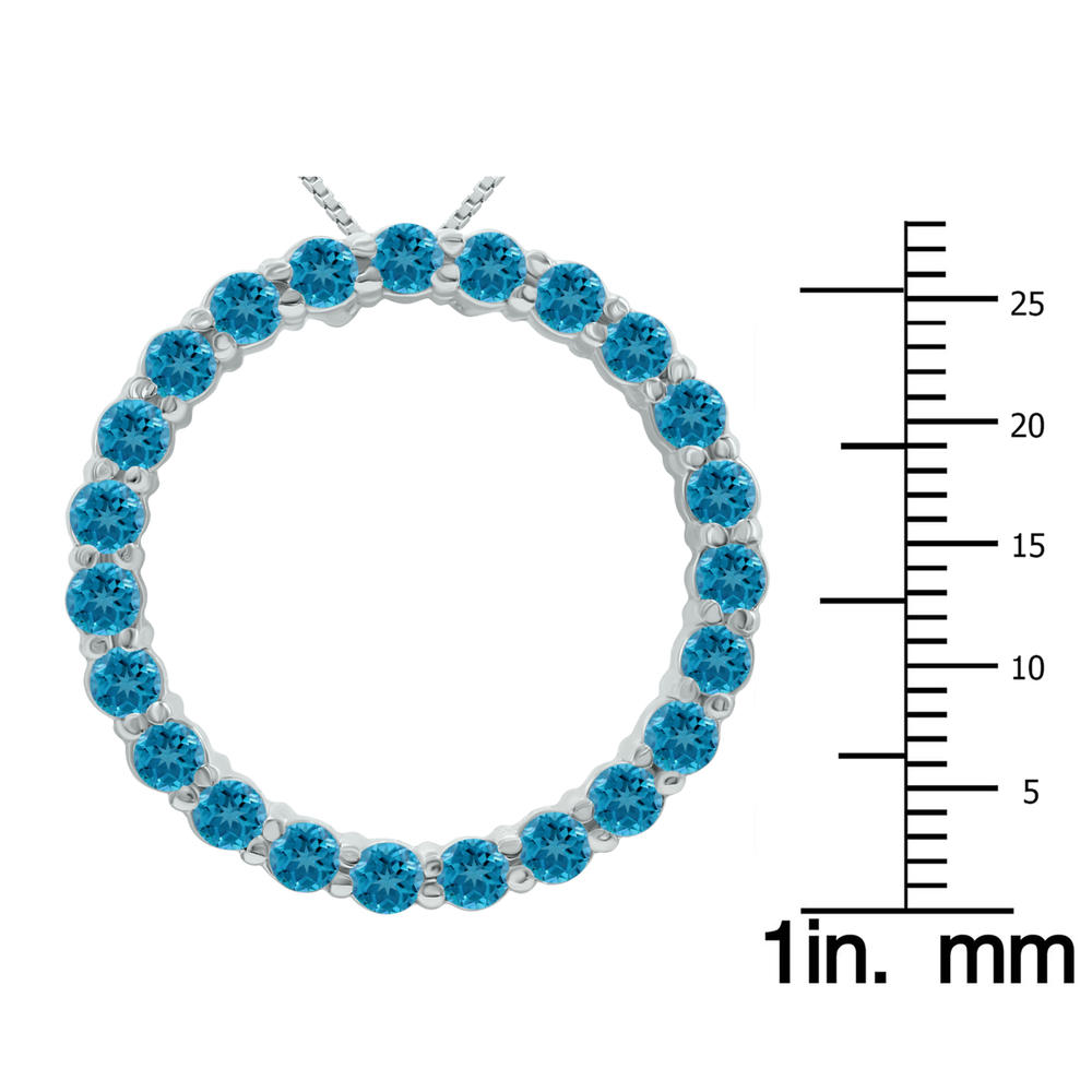 szul.com Blue Topaz Circle Pendant in .925 Sterling Silver