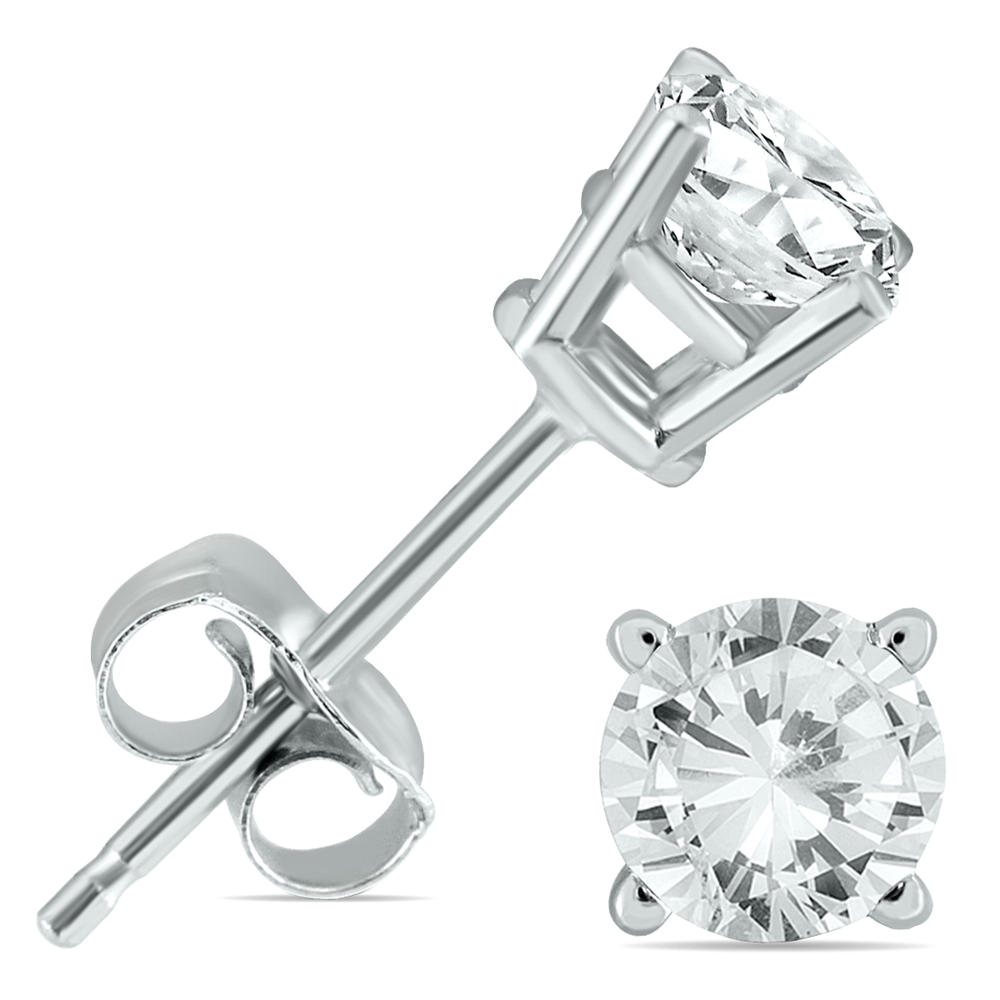 szul.com 14K White Gold 1 Carat TW Diamond Pendant and Earring Matching Set