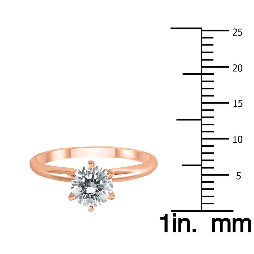 szul.com AGS Certified 1 Carat Diamond Solitaire Ring in 14K Rose Gold (I-J Color, I2-I3 Clarity)