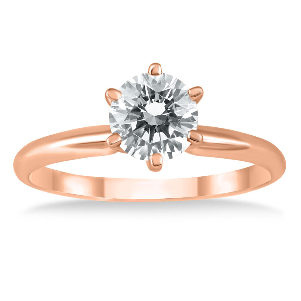szul.com AGS Certified 1 Carat Diamond Solitaire Ring in 14K Rose Gold (I-J Color, I2-I3 Clarity)