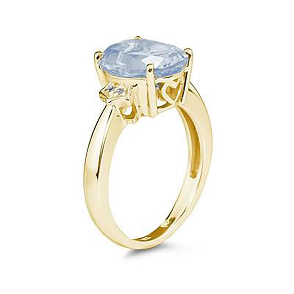 szul.com Aquamarine and Diamond Ring in 10K Yellow Gold