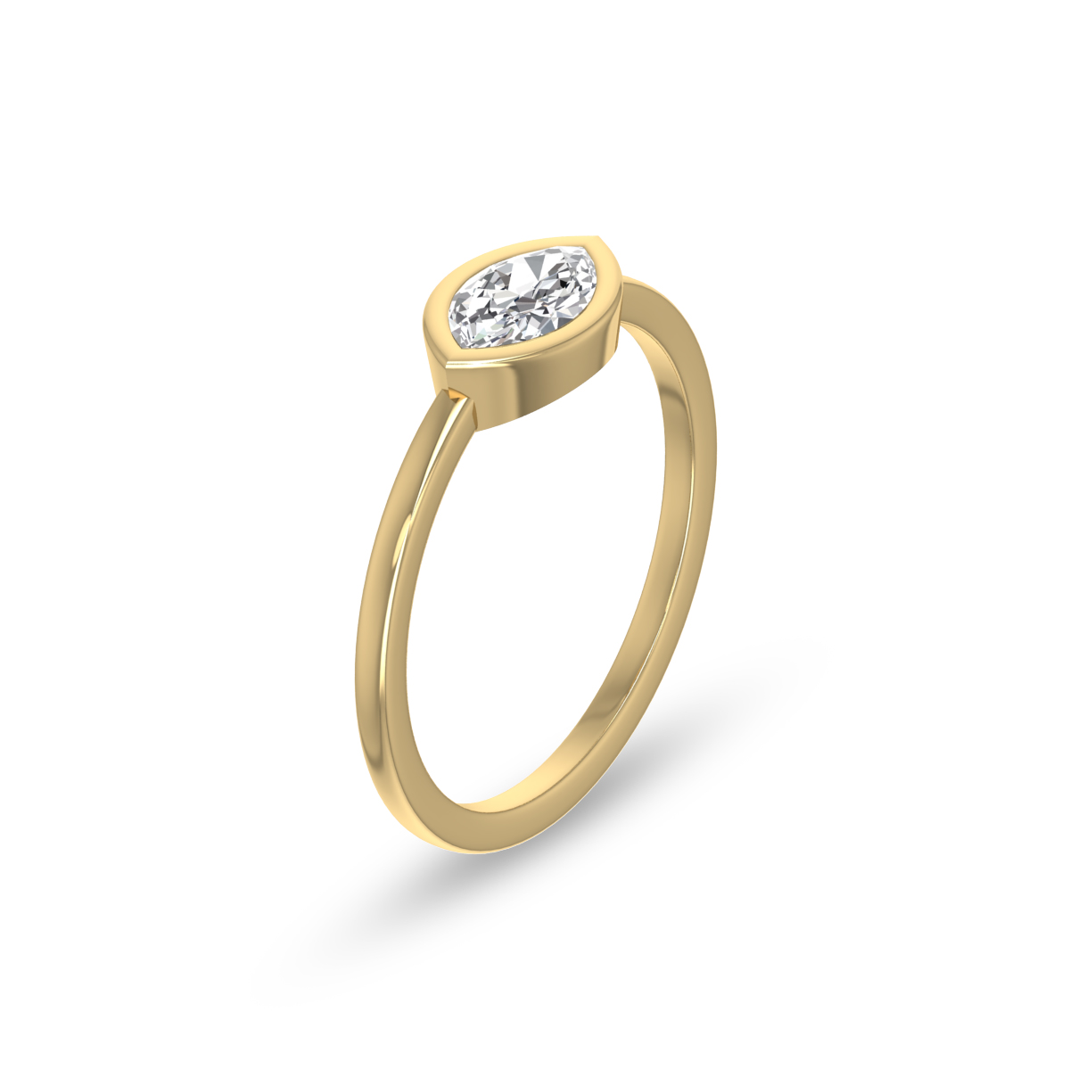 szul.com Lab Grown 1/4 Carat Marquise Bezel Solitaire Diamond Ring in 14K Yellow Gold