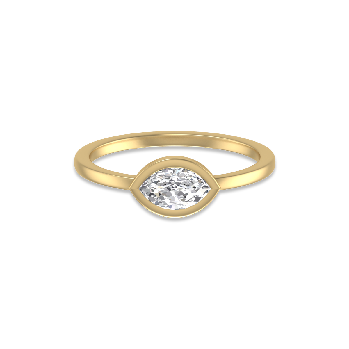 szul.com Lab Grown 1/4 Carat Marquise Bezel Solitaire Diamond Ring in 14K Yellow Gold