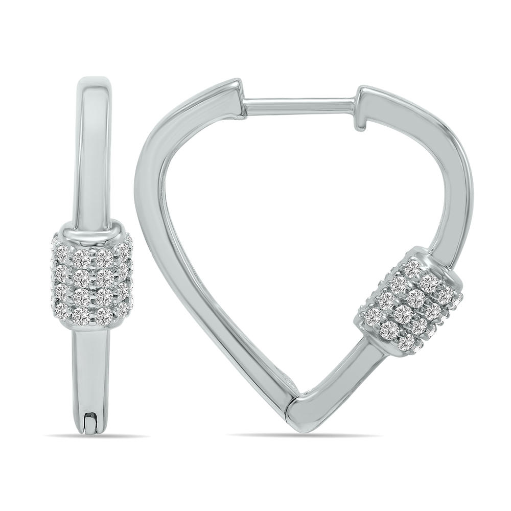 szul.com 3/8 CTW Heart Shape Lab Grown Diamond Huggies Hoop Earrings in 10K White Gold (F-G Color, VS1- VS2 C