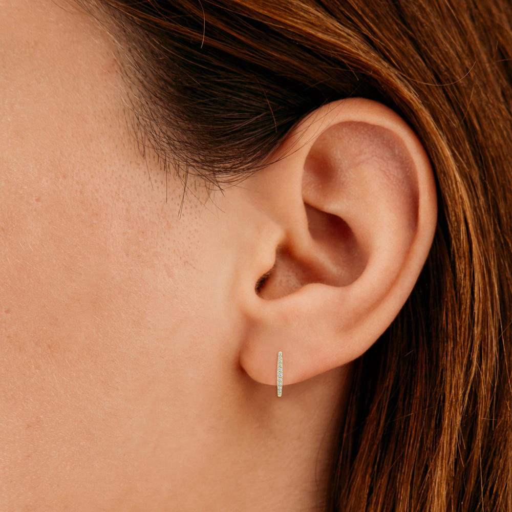 szul.com 1/4 CTW Heart Shape Lab Grown Diamond Huggies Hoop Earrings in 10K Yellow Gold (F-G Color, VS1- VS2