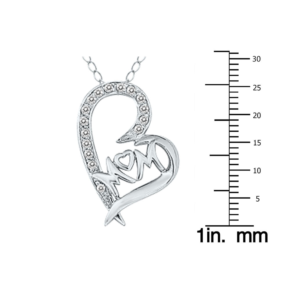 szul.com Genuine Diamond MOM Heart Pendant 10K White Gold