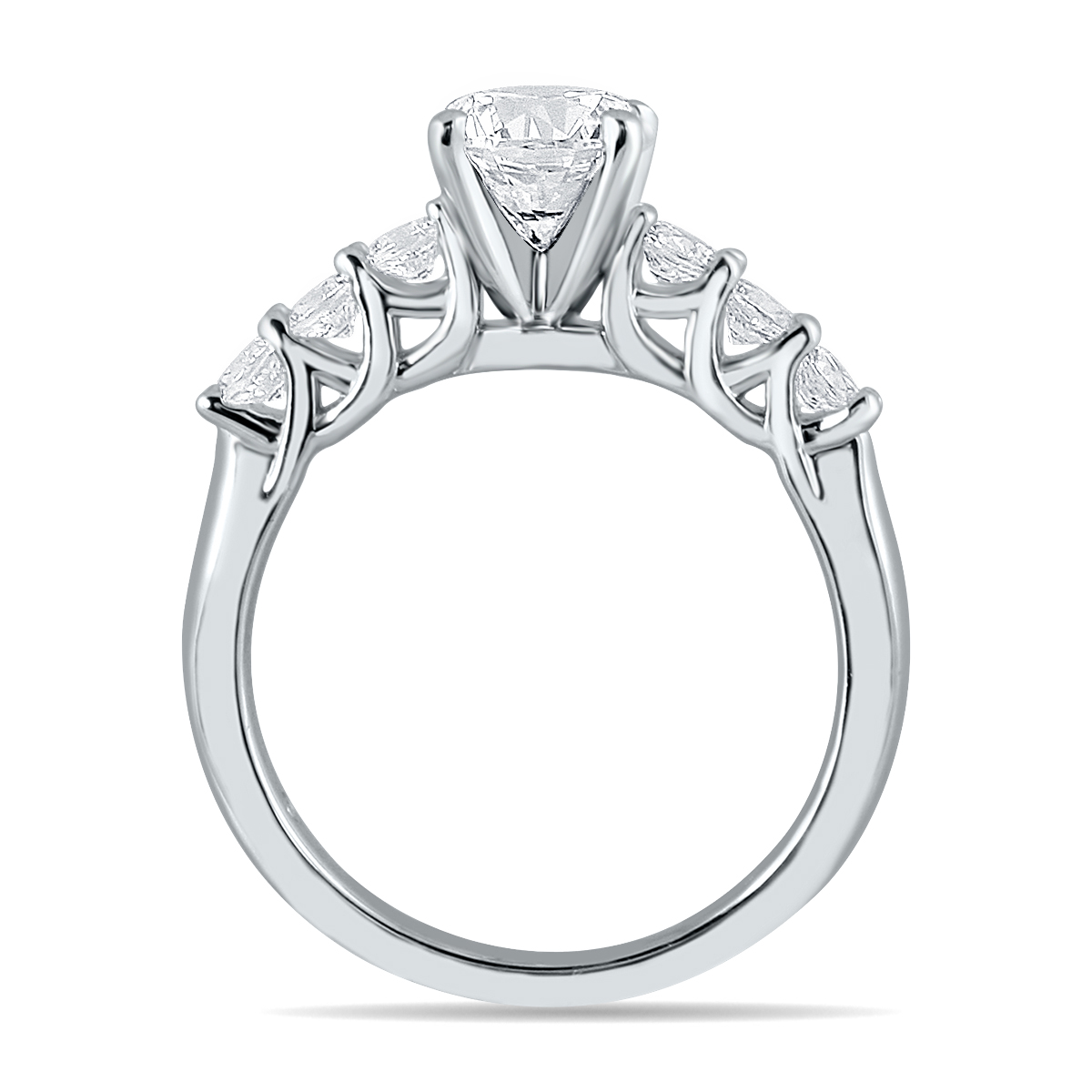 szul.com AGS Certified 1 3/8 Carat TW Seven Stone Engagement Ring in 14K White Gold (J-K Color, I2-I3 Clarity
