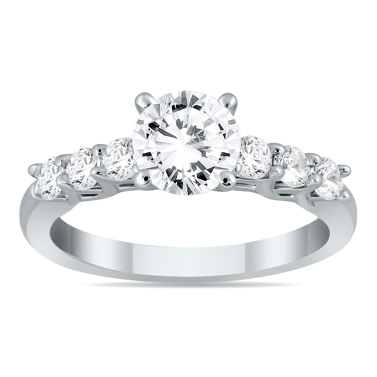 szul.com AGS Certified 1 3/8 Carat TW Seven Stone Engagement Ring in 14K White Gold (J-K Color, I2-I3 Clarity