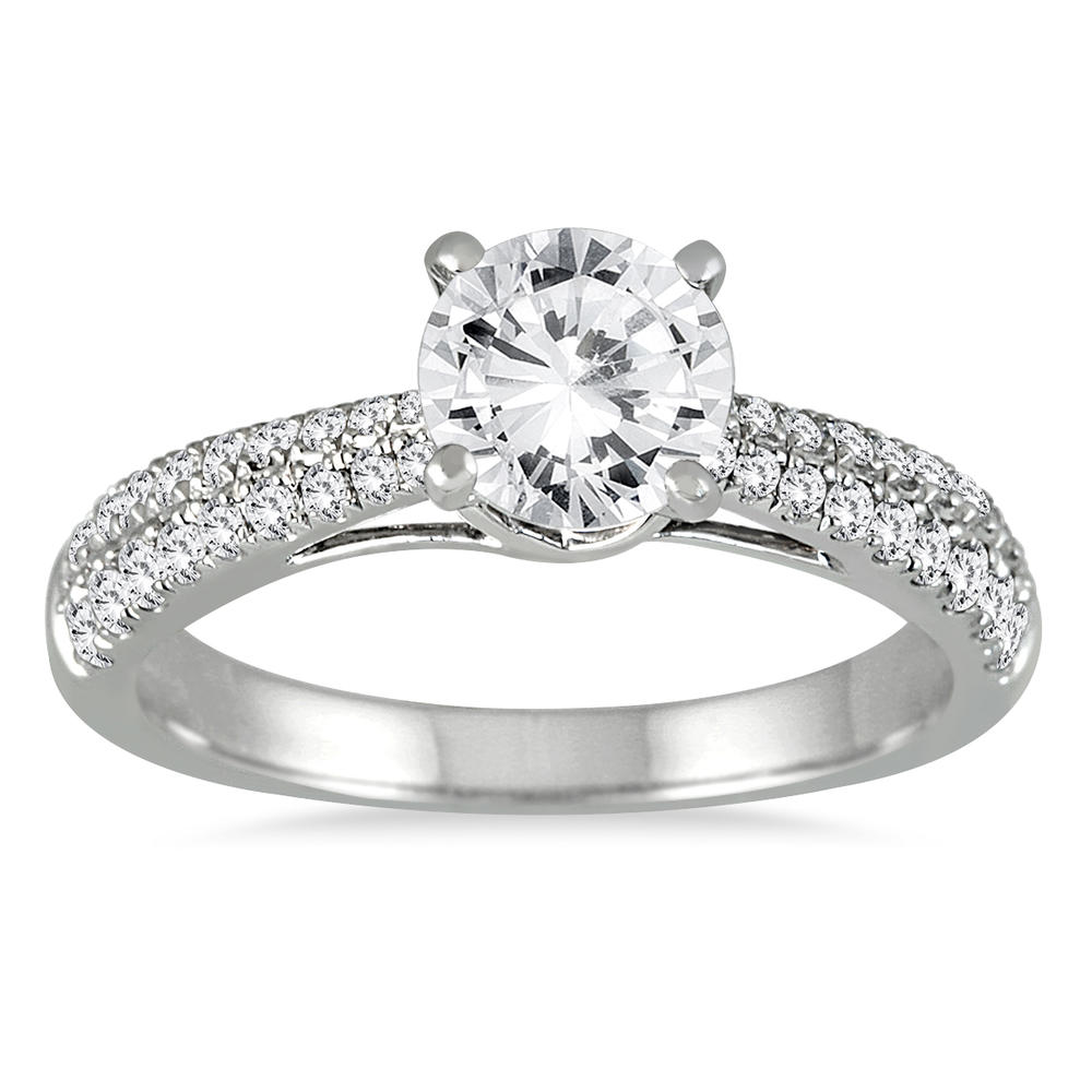 szul.com AGS Certified 1 Carat TW Diamond Pave Engagement Ring in 14K White Gold (J-K Color, I2-I3 Clarity)