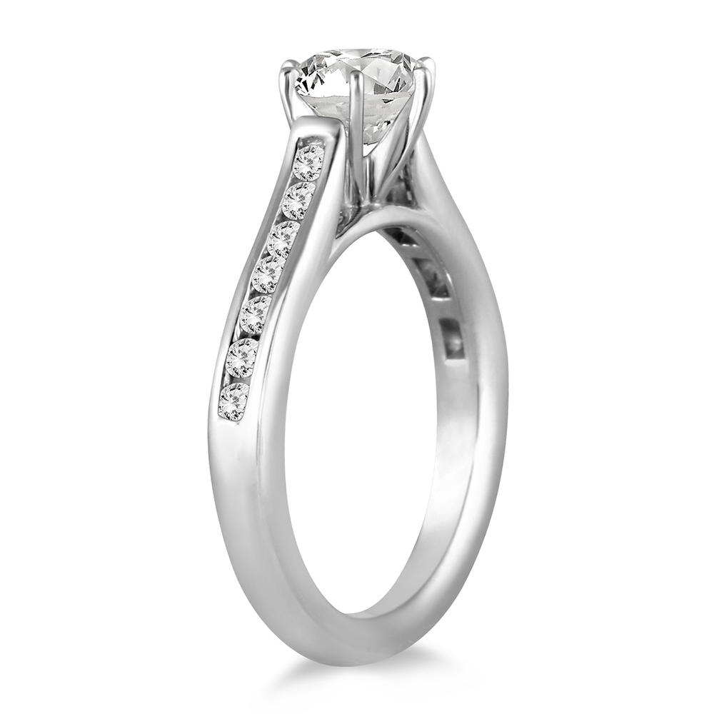 szul.com AGS Certified 1 1/4 Carat TW Diamond Channel Engagement Ring in 14K White Gold (J-K Color, I2-I3 Cla