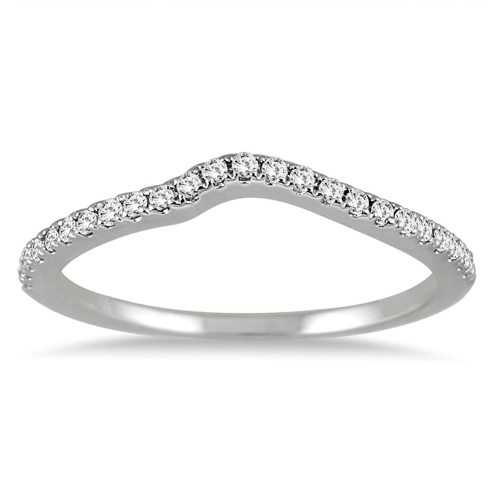 szul.com 1/6 Carat TW Diamond Curved Wedding Band in 14K White Gold
