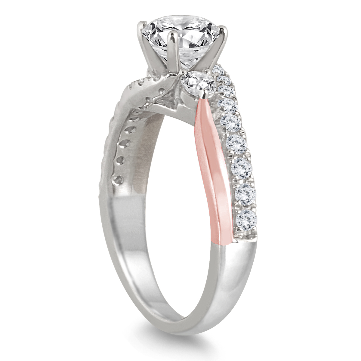 szul.com AGS Certified 1 1/4 Carat TW Diamond Engagement Ring in Two Tone 14K Pink and White Gold (I-J Color,