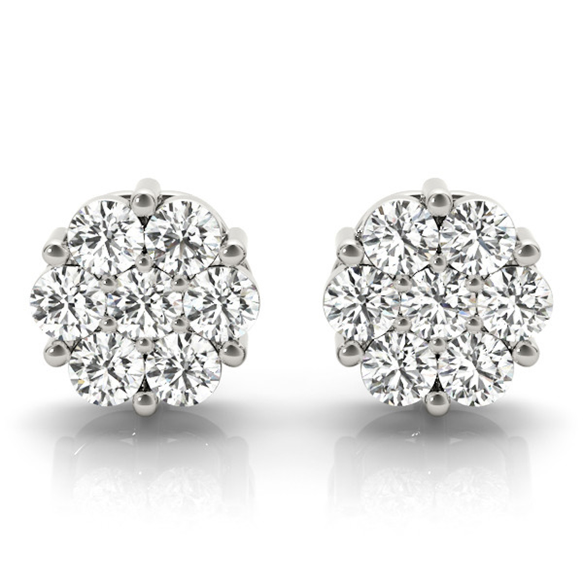 szul.com 1/2 Carat TW Diamond Flower Cluster Stud Earrings in 14K White Gold