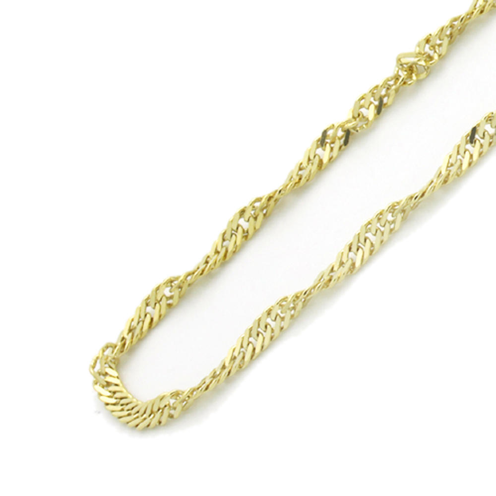 DoubleAccent 14K Yellow Gold 2.2mm Singapore Chain Necklace  18"