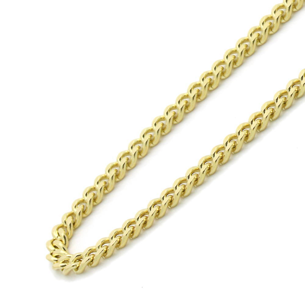 DoubleAccent 14K Yellow Gold 2.5mm Curb Concaved Chain Necklace  18"