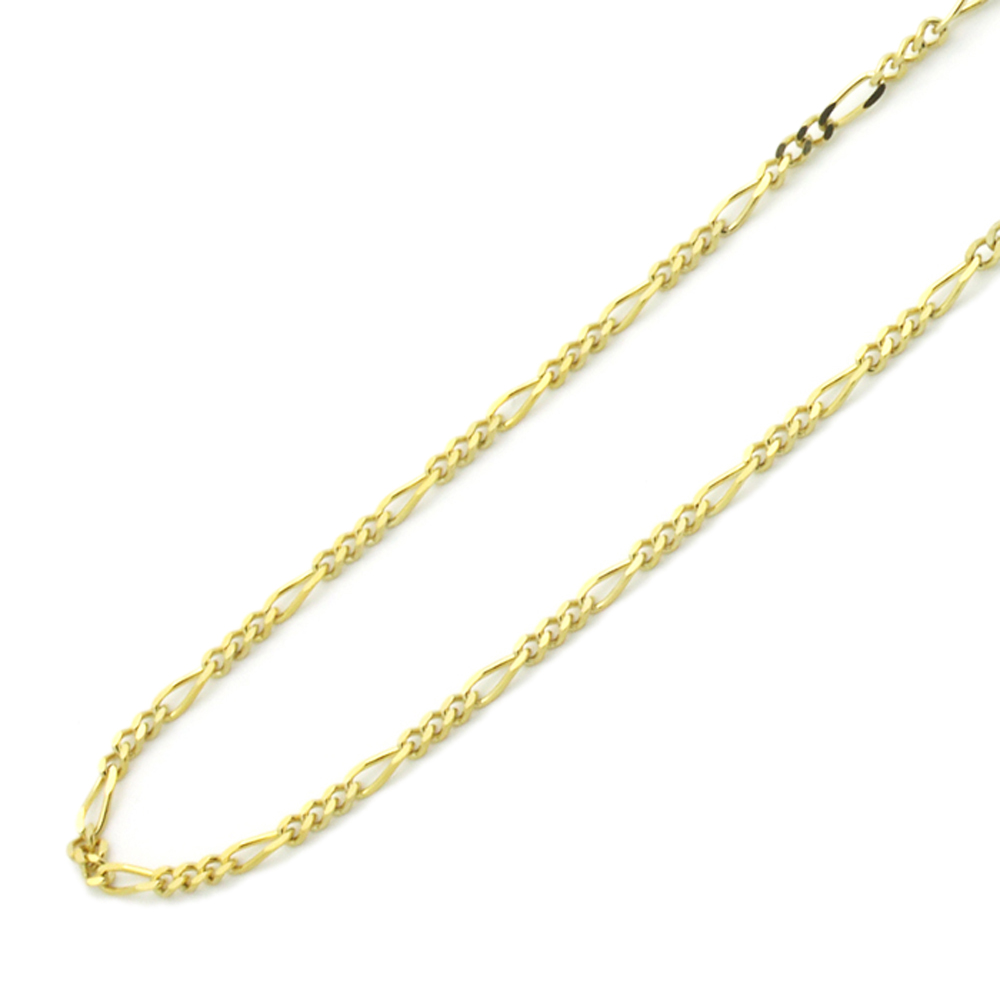 DoubleAccent 14K Yellow Gold 1.5mm Figaro Concaved Chain Necklace  20"