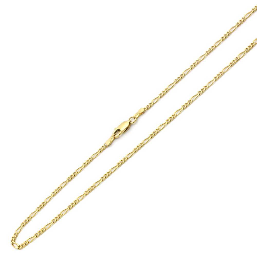 DoubleAccent 14K Yellow Gold 2.3mm Figaro Florentine Chain Necklace  18"
