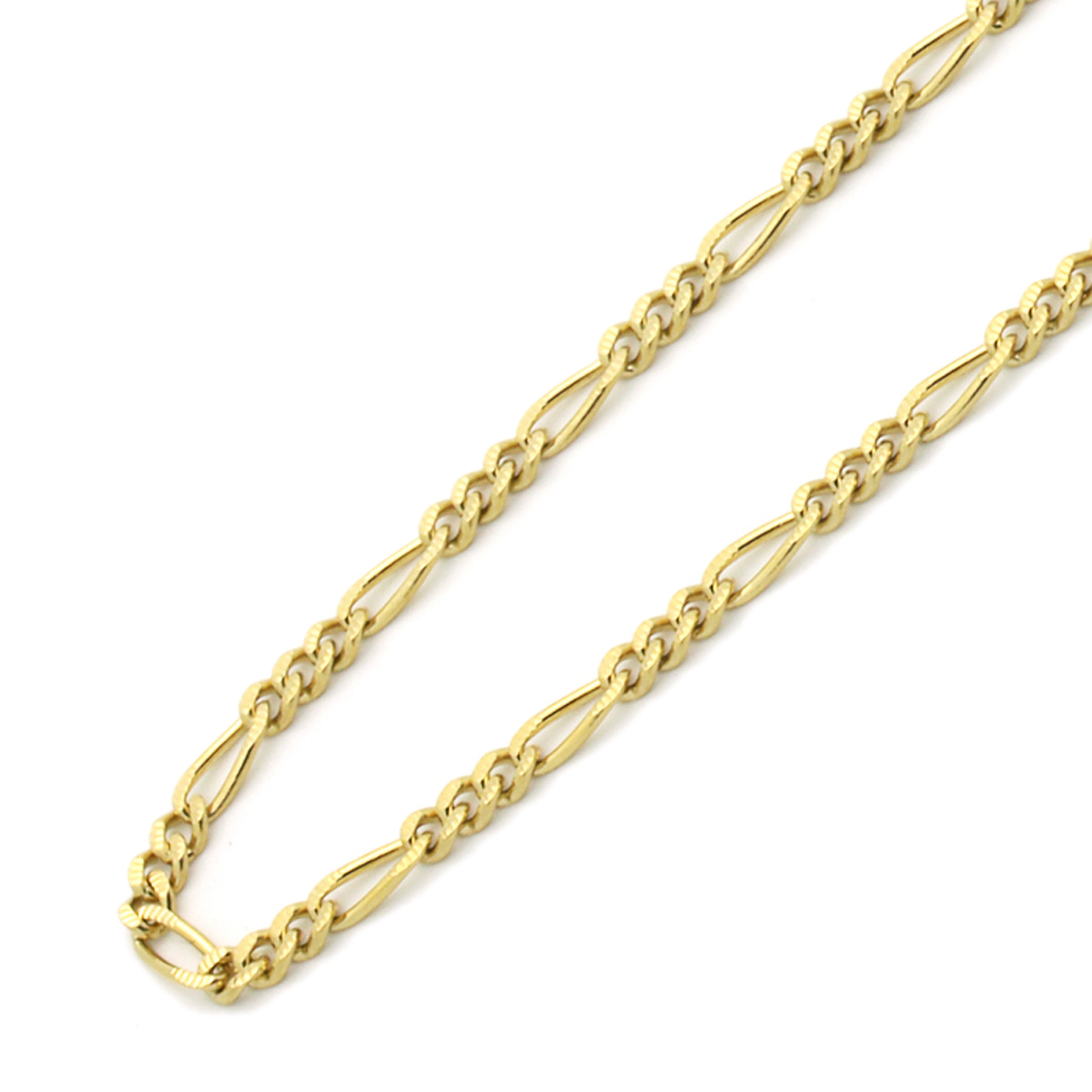 DoubleAccent 14K Yellow Gold 2.3mm Figaro Florentine Chain Necklace  18"