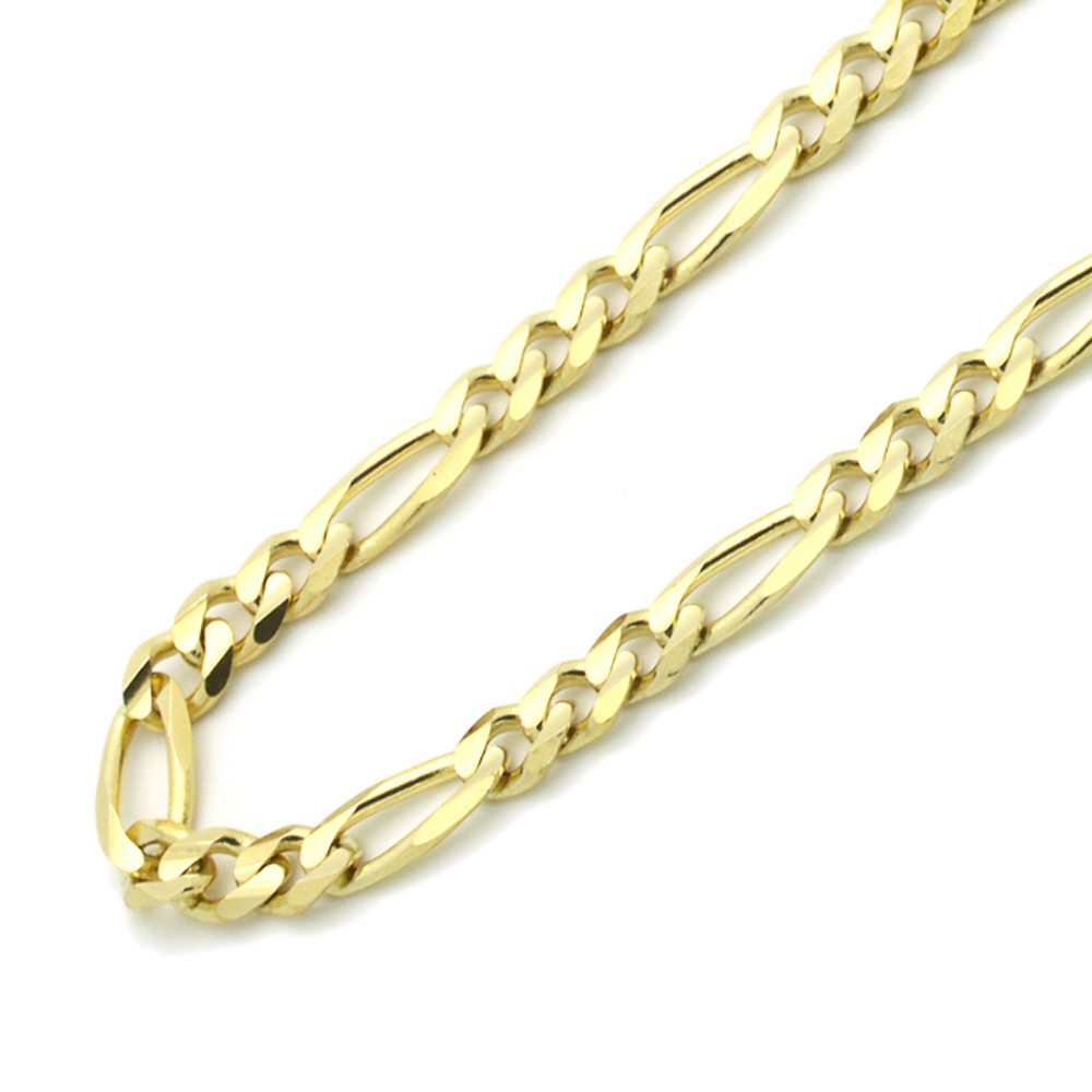 DoubleAccent 14K Yellow Gold 4mm Figaro Concaved Chain Necklace  20"