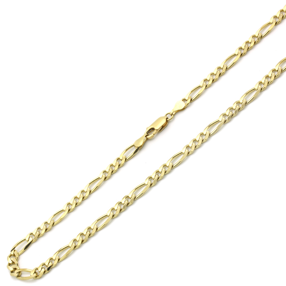 DoubleAccent 14K Yellow Gold 5mm Figaro Concaved Chain Necklace  24"