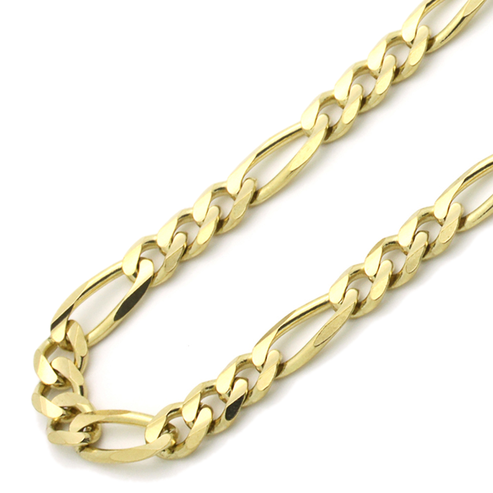 DoubleAccent 14K Yellow Gold 5mm Figaro Concaved Chain Necklace  24"