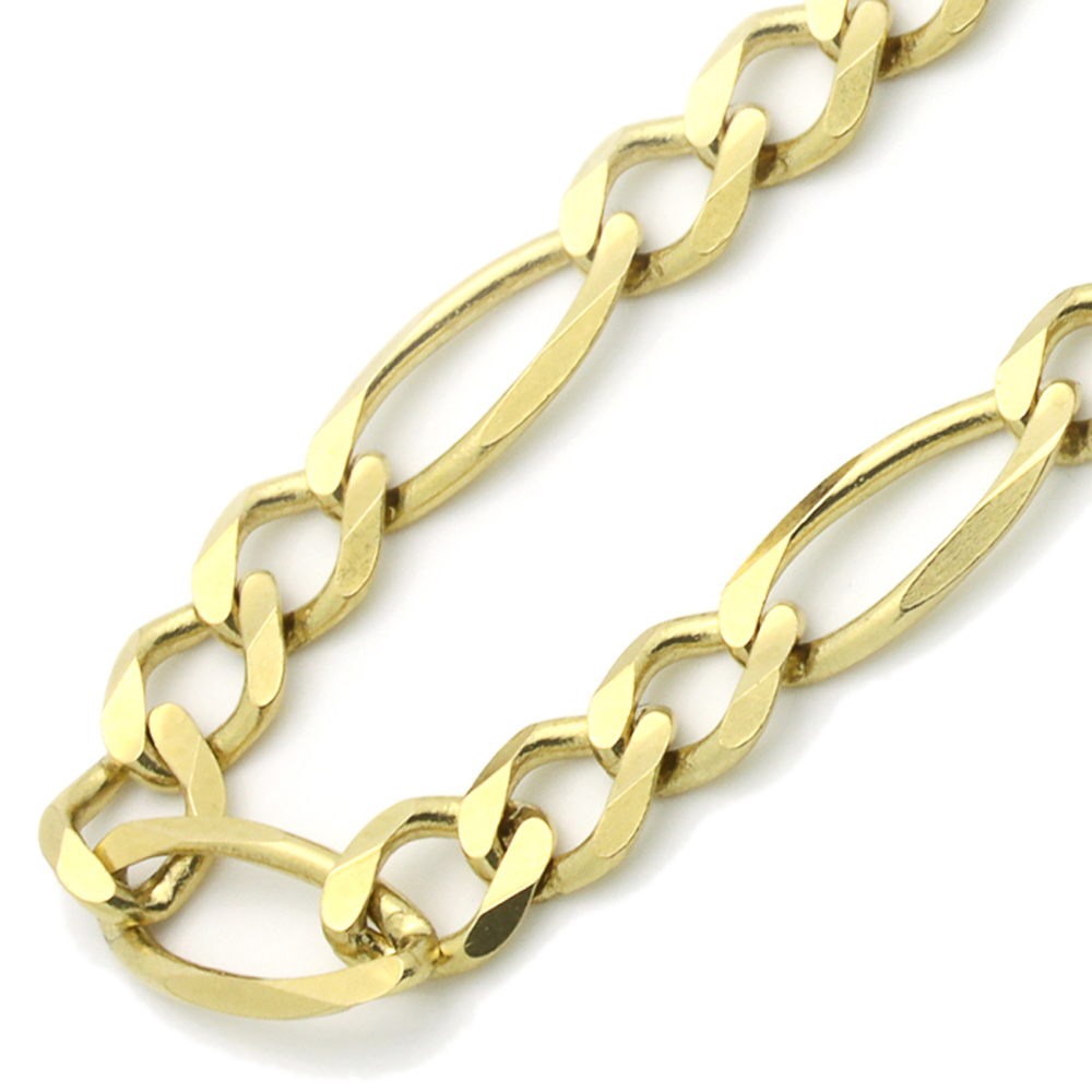 DoubleAccent 14K Yellow Gold 6mm Figaro Flat Chain Necklace  20"