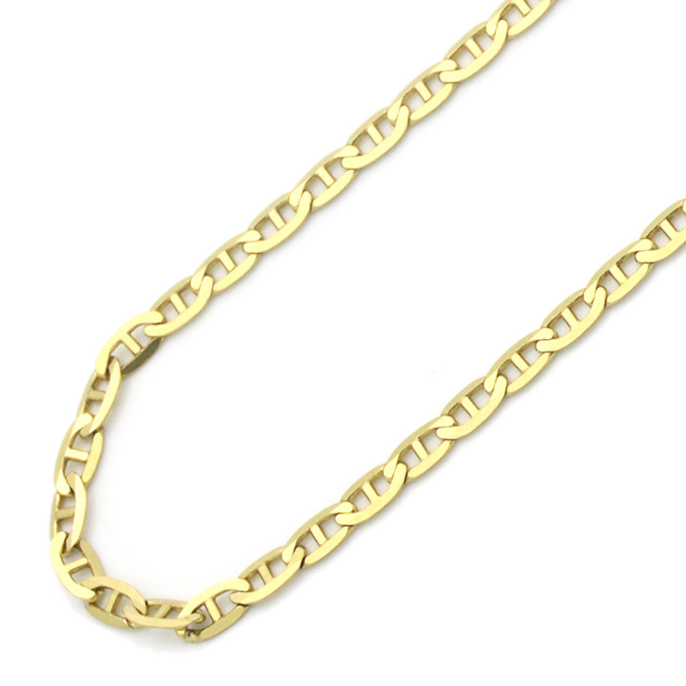 DoubleAccent 14K Yellow Gold 2mm Mariner Link  Flat Chain Necklace  18"