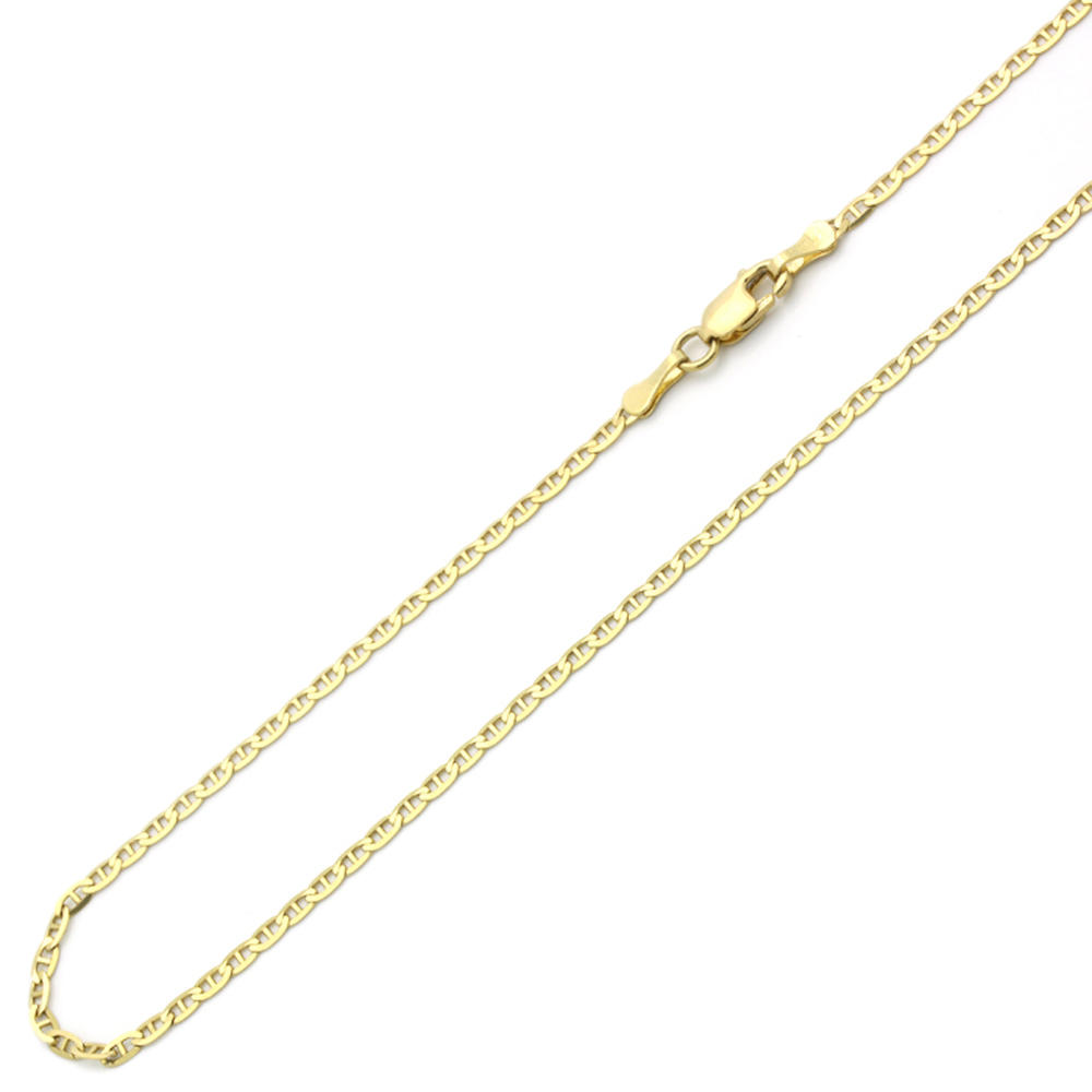 DoubleAccent 14K Yellow Gold 2mm Mariner Link  Flat Chain Necklace  20"