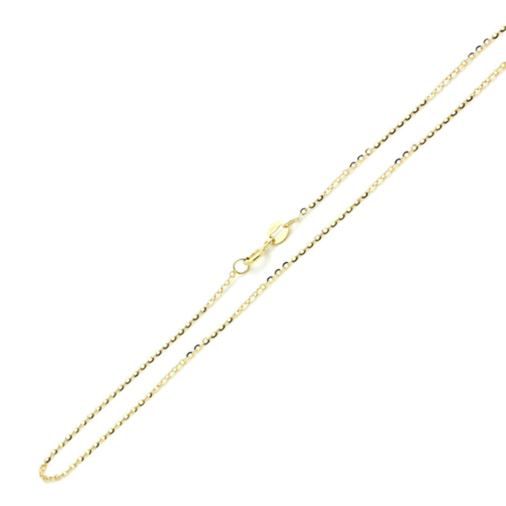 DoubleAccent 14K Yellow Gold 1.2mm Rolo Diamond Cut Chain Necklace  18"