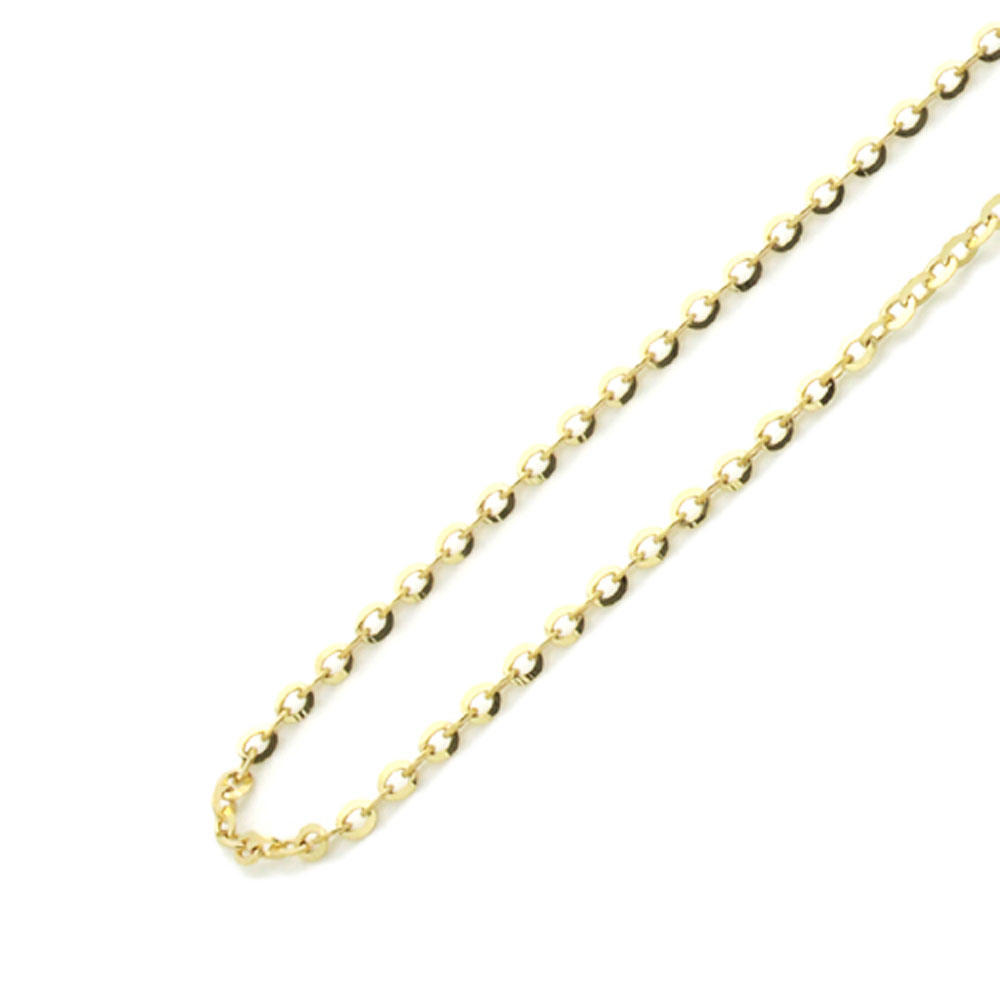 DoubleAccent 14K Yellow Gold 1.2mm Rolo Diamond Cut Chain Necklace  18"