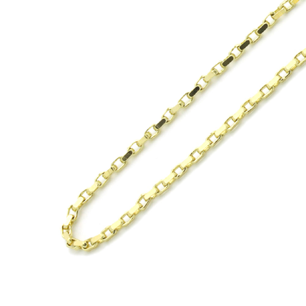 DoubleAccent 14K Yellow Gold 1.2mm Rolo Square Chain Necklace  16"
