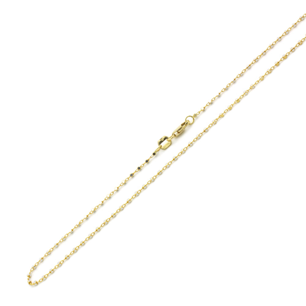 DoubleAccent 14K Two Tone Gold 1mm Saturno Chain Necklace  18"