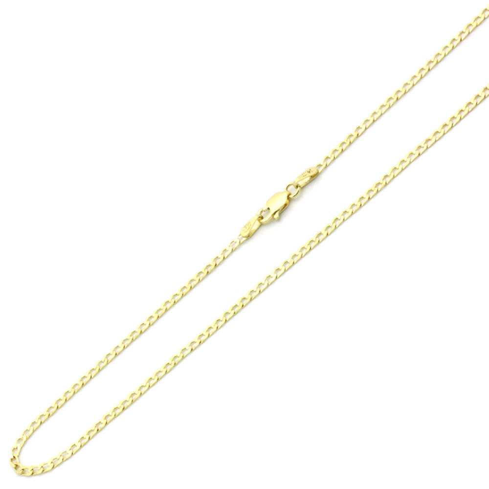 DoubleAccent 14K Gold 2mm Italian Light curb Chain Necklaces  ( Available Length 16", 18", 20", 22", 24")