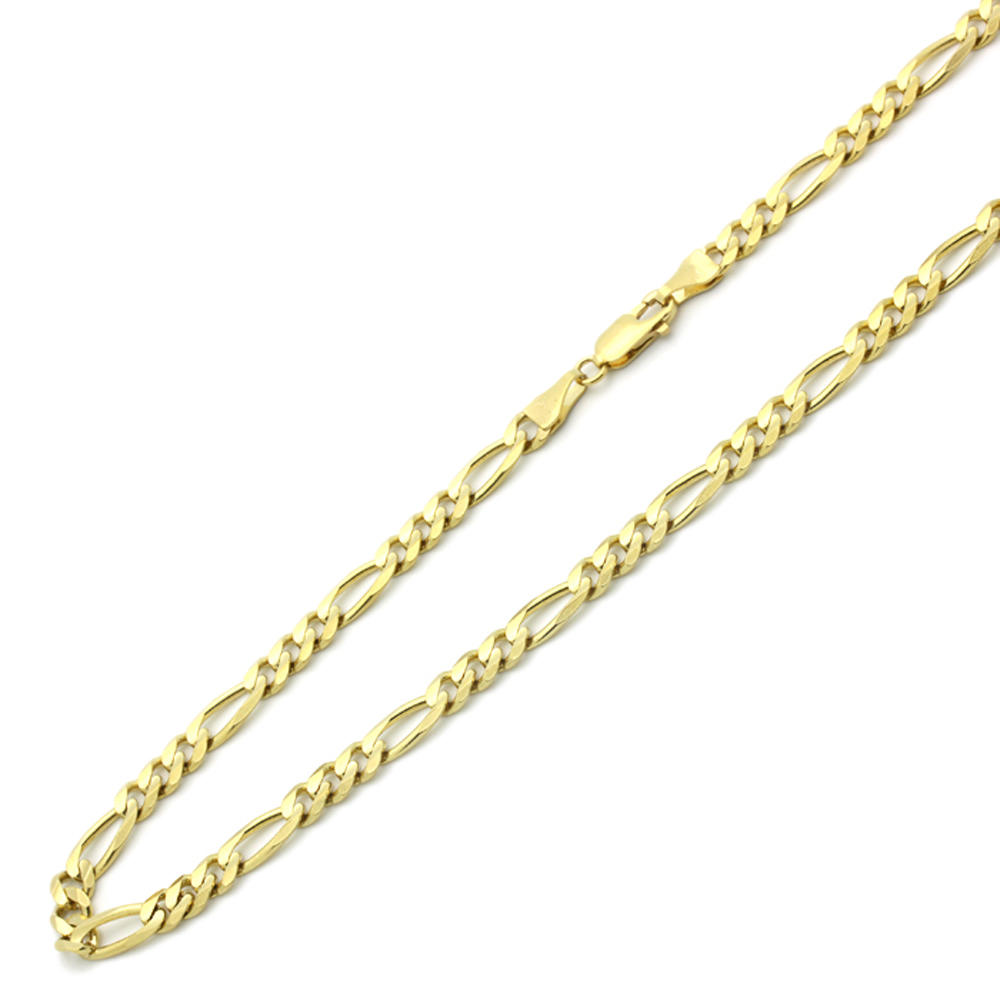 DoubleAccent 14K Gold 5.5mm Italian Concaved Figaro Chain Necklaces  ( Available Length 16", 18", 20", 22", 24")