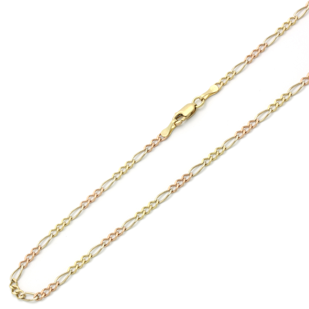 DoubleAccent 14K Gold 3mm Italian Larga Figaro Chain Necklaces  ( Available Length 16", 18", 20", 22", 24")