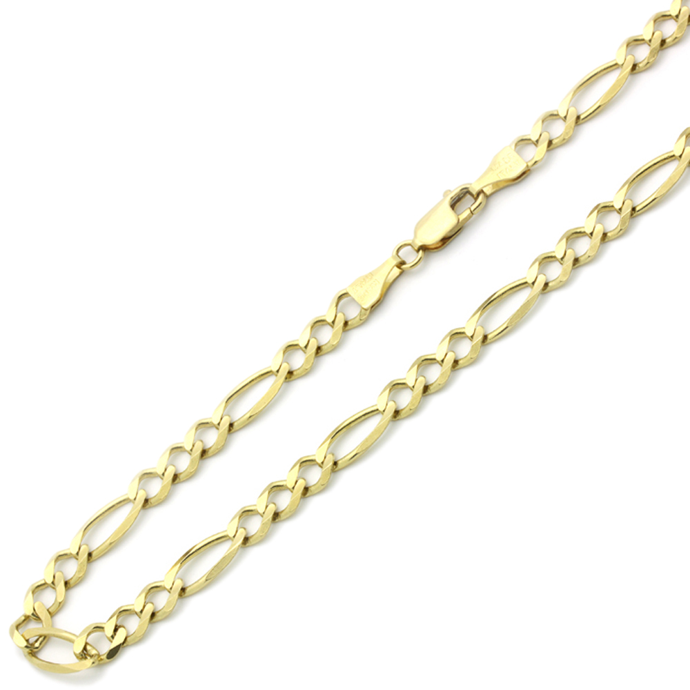 DoubleAccent 14K Gold 6mm Italian Flat Figaro Chain Necklaces  ( Available Length 18", 20", 22", 24", 26")