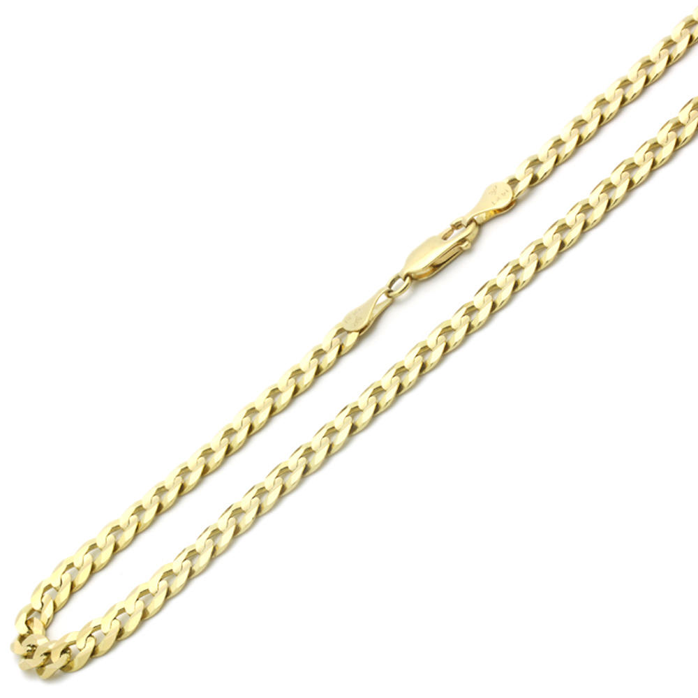 DoubleAccent 14K Gold 6mm Italian Concaved Light Curb Chain Necklaces  ( Available Length 20", 22", 24", 26")