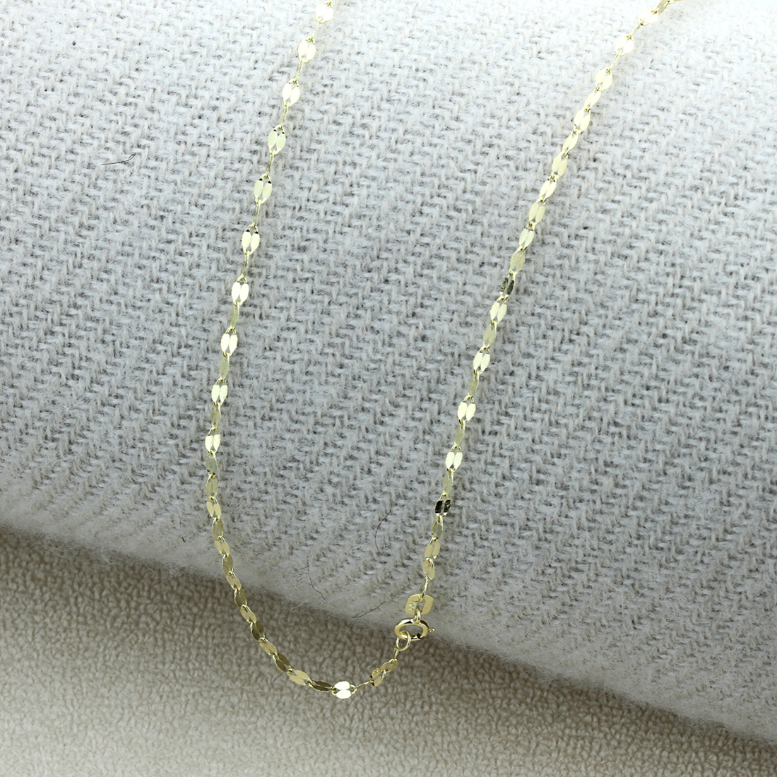 DoubleAccent 14K Gold 2mm Italian Dual Cut Mirro Chain Necklaces  ( Available Length 16", 18", 20")