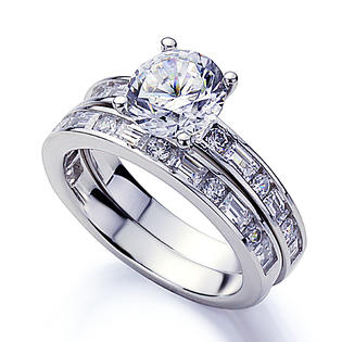 Wedding platinum rings womens ladies bands band DoubleAccent Platinum Plated Sterling Silver Wedding & Engagement Ring