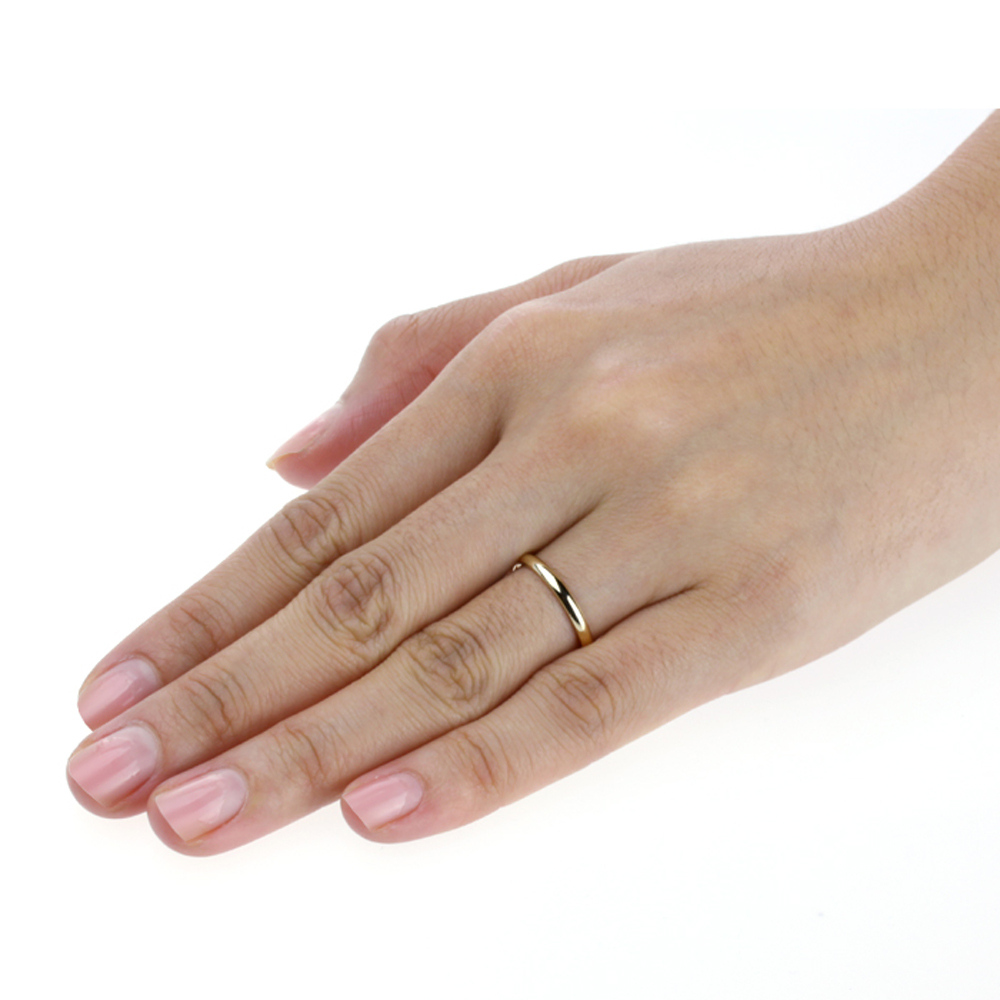 Doubleaccent 14k Yellow Gold 2mm Comfort Fit Clic Domed Plain Doubleaccent 14k Yellow Gold 2mm Comfort Fit Clic Domed Plain Wedding Band For Men Women Size 3 5 To 11